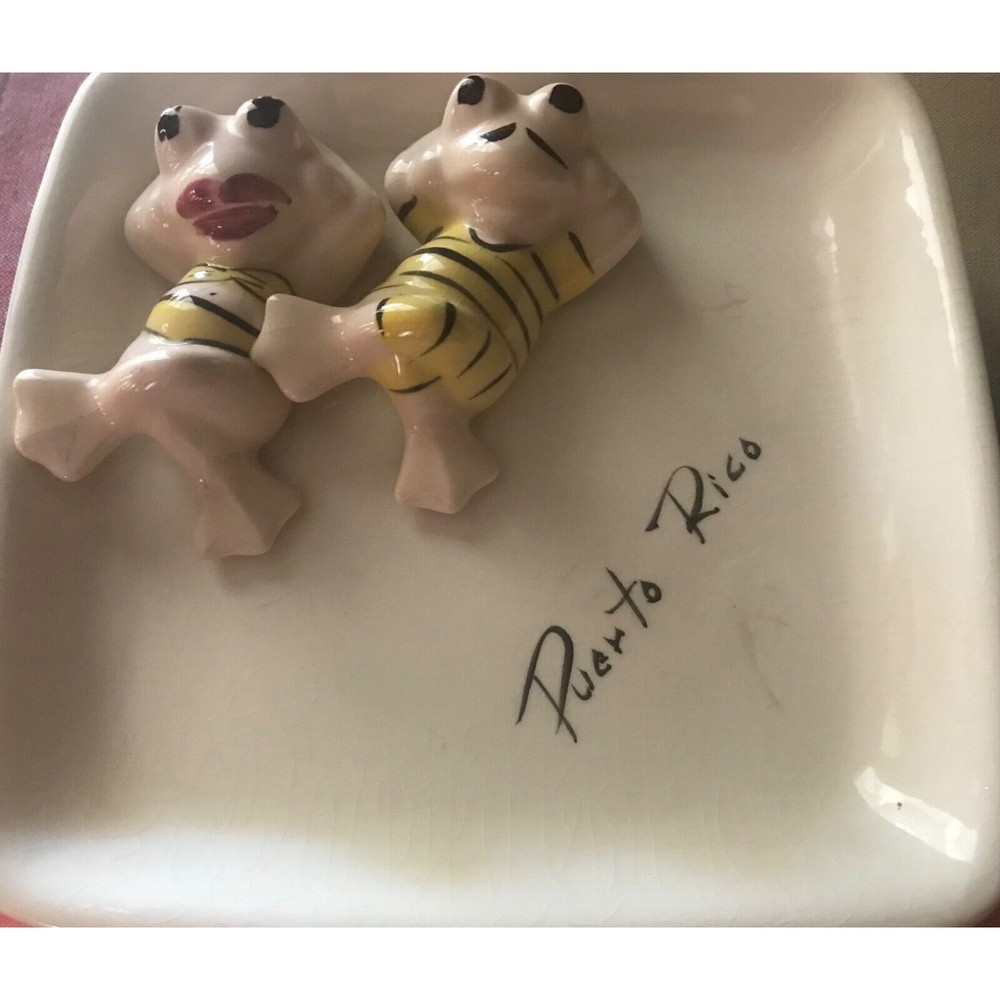 Vintage Puerto Rico Whimsical Bathers Souvenir Ashtray